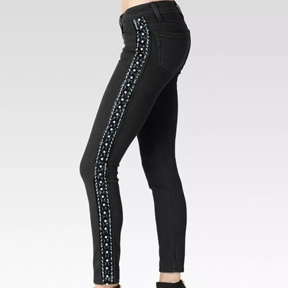 $339 PAIGE Verdugo Ankle Beaded Yuna Tux Midrise Skinny Jeans - Picture 1 of 6